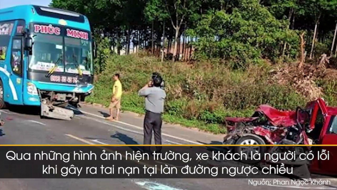 Ô tô con đâm trực diện xe khách: cư dân mạng tranh cãi quyết liệt xem ai đúng ai sai