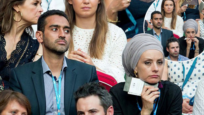 Must have been a riveting game! Waleed Aly and Susan Carland look less than thrilled at the Australian Open women's final - as Lisa Wilkinson watches on with her daughter and Dannii Minogue tries to cool down.