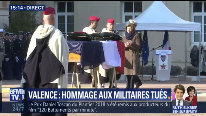 La ministre des Armées, Florence Parly, a rendu hommage à Valence aux deux soldats tués au Mali