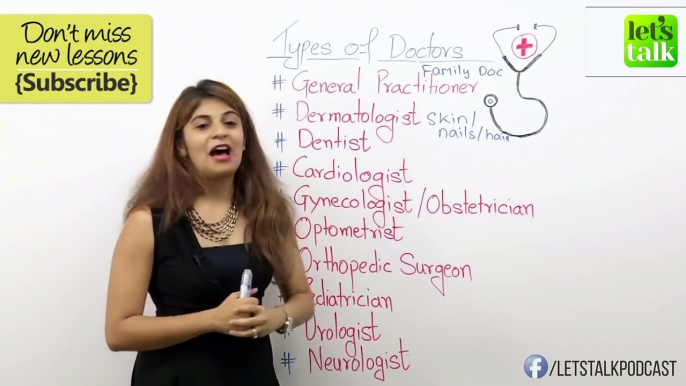 Types of Doctor - English Speaking Lesson to learn Medical Vocabulary