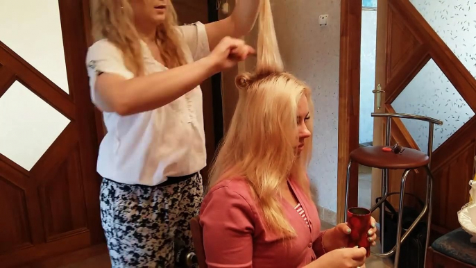 Вечерняя прическа с накладными прядями. Hairstyle with extensions