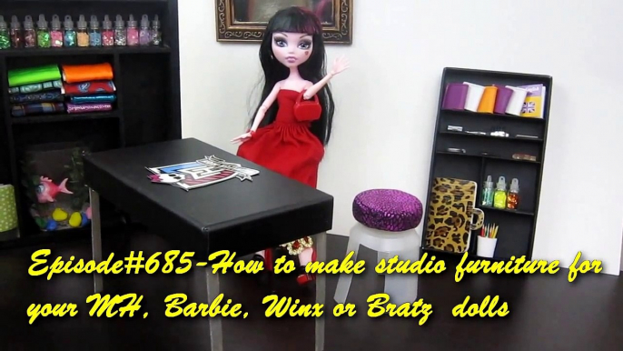 Make studio furniture Monster High Dolls:Table,chair,bookcase, etc. - Doll Crafts - simplekidscrafts