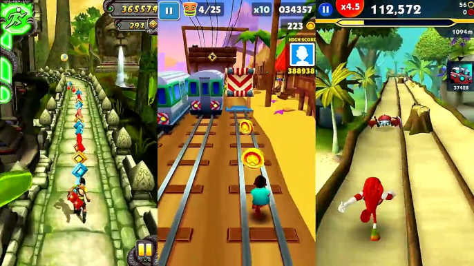 Temple Run 2 Lost Jungle VS Subway Surfers Hawaii VS Sonic Dash 2 Gameplay HD