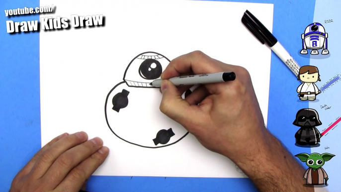 How to Draw Cute Cartoon BB-8 Droid - EASY Chibi - Step By Step - Kawaii