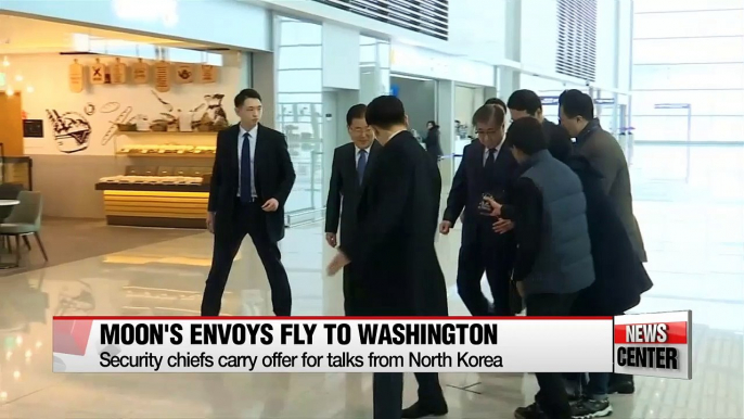 S. Korean president's chief envoys leave for U.S. carrying "plus alpha" offer for talks from N. Korea's Kim Jong-un