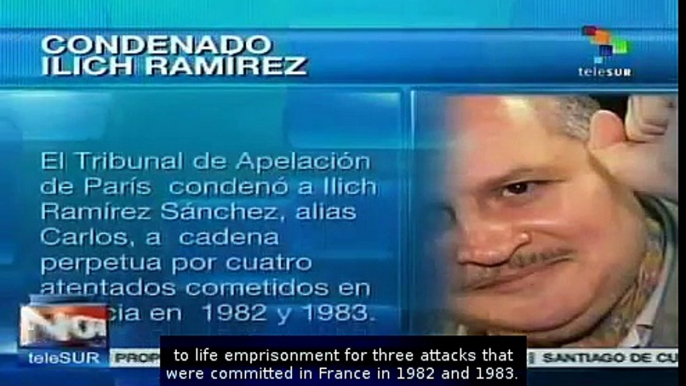 Ilich Ramirez Sanchez, aka "Carlos" sentenced to life imprisonment