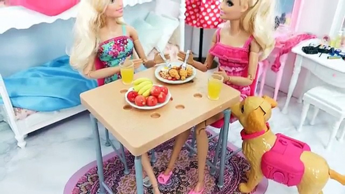 Barbie Banyo Akşam rutini Barbie iki katlı yatak Yatak odası