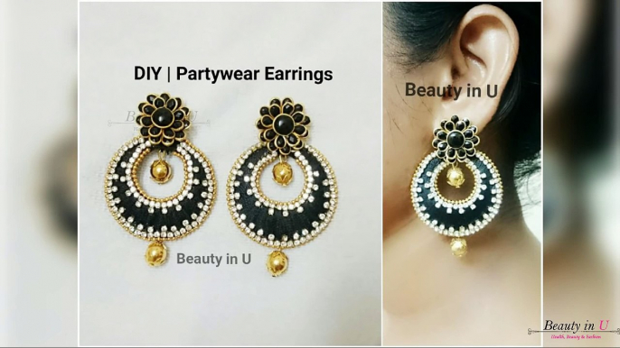 DIY | Partywear Chandbali Silk Thread Earrings | Tutorial