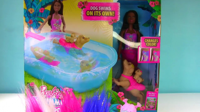 Troll Swim with Color Change Barbie Pup Dog Pool for Magical Toy