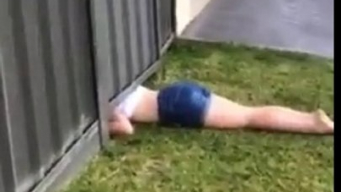 Girl stuck under fence HILARIOUS!