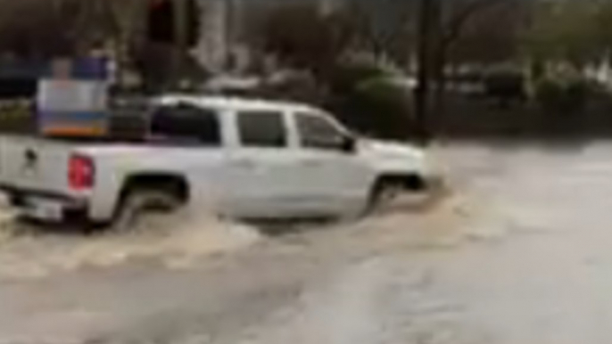 Flash Flooding Swamps California Town's Streets, Stranding Vehicles