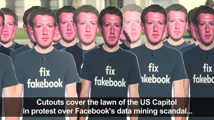 Capitol lawn filled with Zuckerberg cutouts in Facebook protest