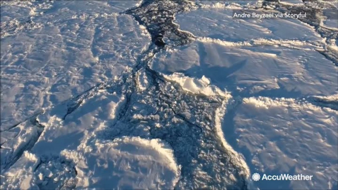 Drone footage captures close-ups of sea ice across North Atlantic