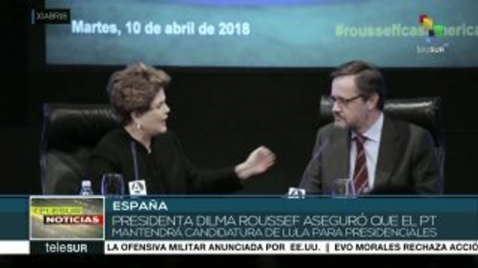 Rousseff: PT mantendrá la candidatura de Lula para las presidenciales