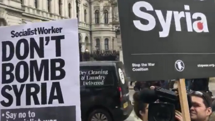 Protesters Chant 'Don't Bomb Syria' Near Downing Street