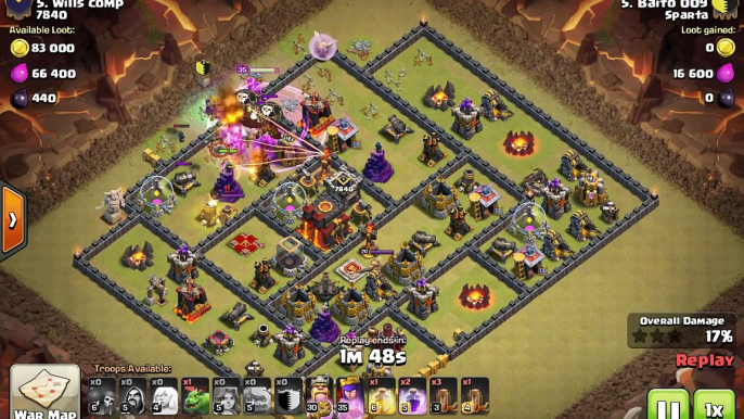 Clash of Clans TH10 vs TH10 Clan War 3 Star Attack Strategy Golem, Wizard, Valkyrie, Healer