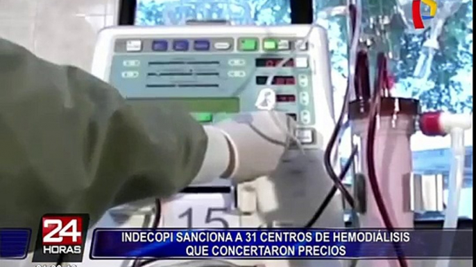 Indecopi sancionará a 31 centros de hemodiálisis por concertar precios