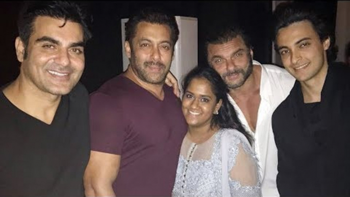 Salman Khan With Arbaaz Khan, Sohail Khan, Arpita Khan And Ayush At Arpita’s Diwali Bash!!