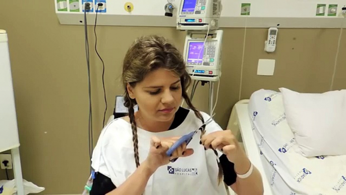 Girl headshave at a hospital