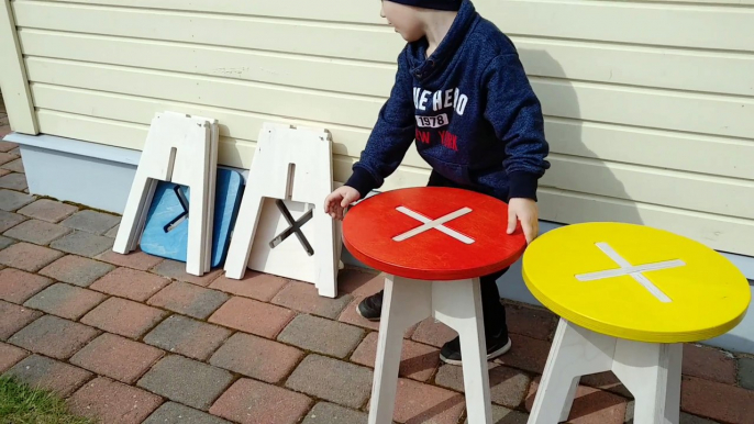 these wooden stools are extremely easy to assemble - even a 4 year kid can do that