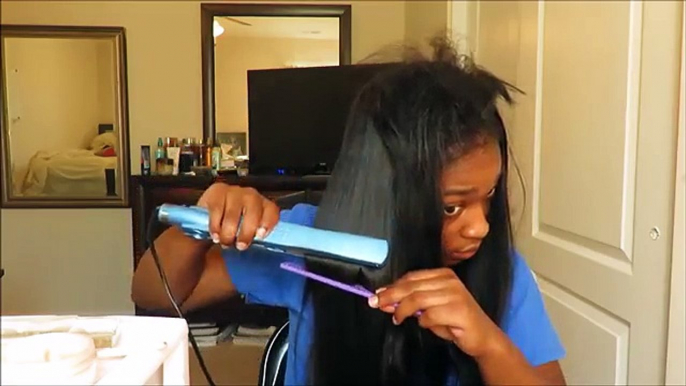 Straightening Raw Cambodian Wavy/Curly Hair Silky Straight