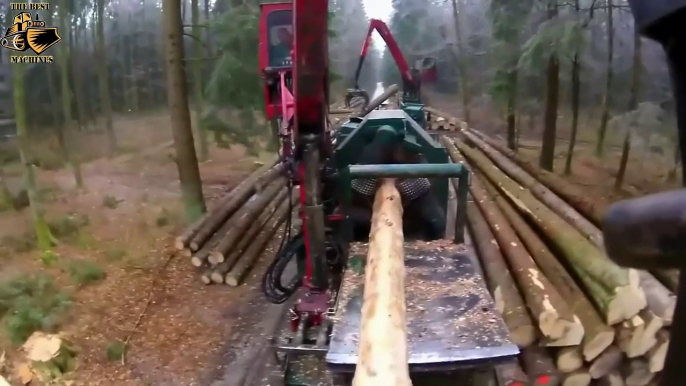 Amazing  Mega Machines Unusual Woodwork Sawmill Wood Timber Tractor Cleaver Saw CNC