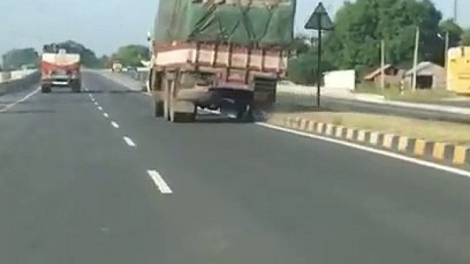 Big Truck falling down because of rash driving...!!!