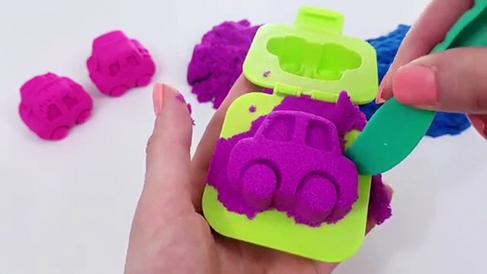 DIY Kinetic Sand Cars vs Hammer Learn Colors