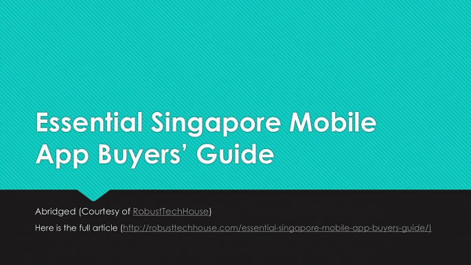 Essential Singapore Mobile App Buyers' Guide