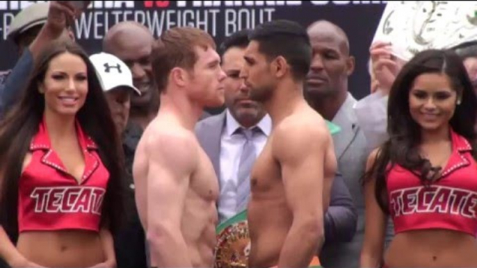 Canelo Saul Alvarez vs Amir Khan - FACE OFF at WEIGH IN