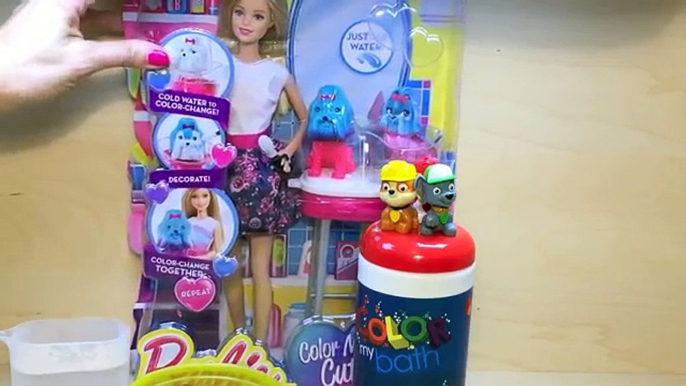 Paw Patrol Pups & Barbie Color Me Cute Dog take a Bath and change color