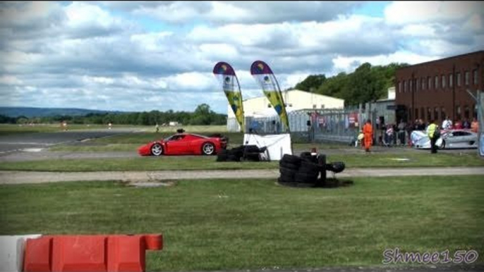 Supercars Accelerating onto track at Dad's Day Out - Enzo, F40, Zonda, Atom, Scuderia, R8