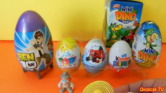 7 Sürpriz Yumurta! Örümcek Adam, Ben 10, Kinder Sürpriz, Mini Dino, Topi Sürpriz Yumurta Açımı