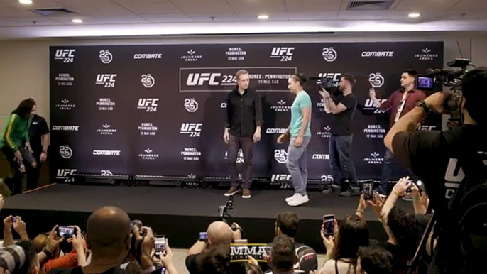 Amanda Nunes vs. Raquel Pennington UFC 224 Media Day Staredown - MMA Fighting