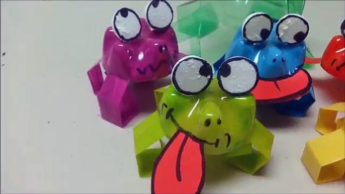 DIY Crafts Ideas/Projects for Kids: Plastic Bottles Jumping Frogs - Recycled Bottles Crafts