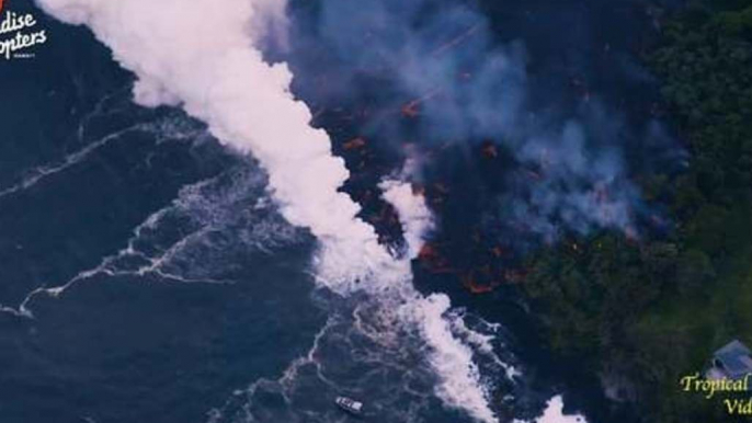 Aerial Footage Shows Lava From Hawaii's Kilauea Entering Ocean