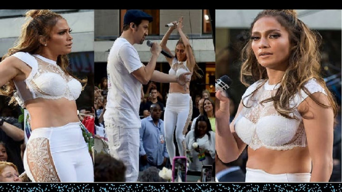 Jennifer Lopez flaunts enviable curves in stomach-baring two-piece during Orlando tribute