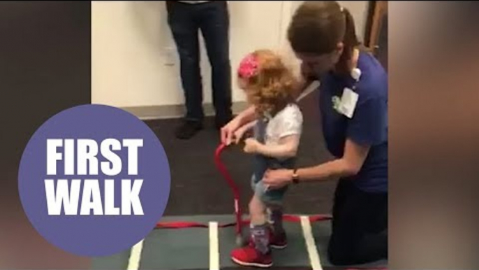 Brave three-year-old takes first steps thanks to crowdfunding campaign