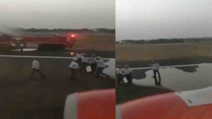 SpiceJet flight suffers tyre bust just before take off at Ahmedabad airport | Oneindia News