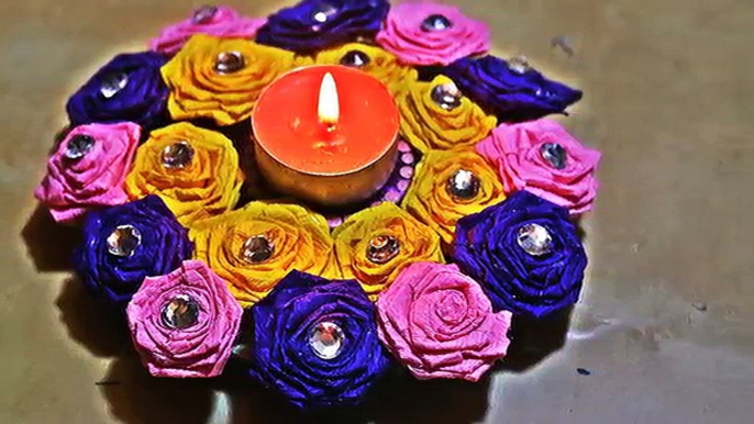 DIY: Candle Holder with Paper Roses/Candle Decor Ideas/Crepe Paper Flower Decor
