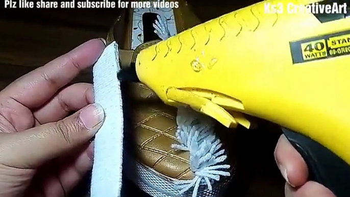 - Old Slippers DIY – Recycle old slippers / chappal to make Woolen Fur Slippers (waste material craft)Credit: Ks3 CreativeArtFull video: