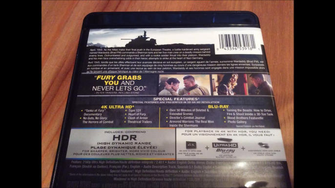 Critique du film Fury en combo 4K Ultra HD/Blu-ray