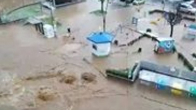 Heavy Rain Floods Streets in Northern Italian Town of Rosta