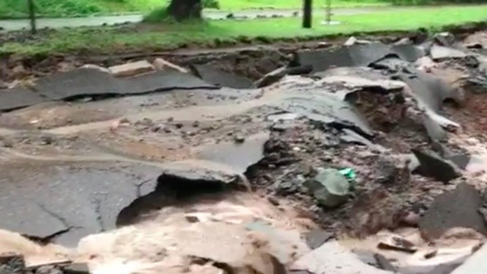 Flash Flooding Destroys Roads in Houghton, Michigan