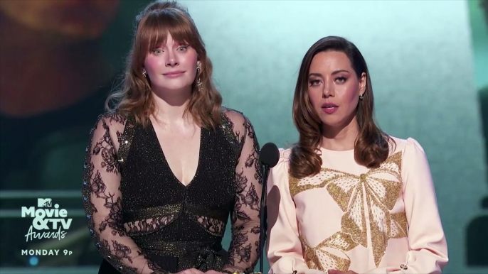 Bryce Dallas Howard & Aubrey Plaza Presenting Chris Pratt's Generation Award at the MTV Movie Awards