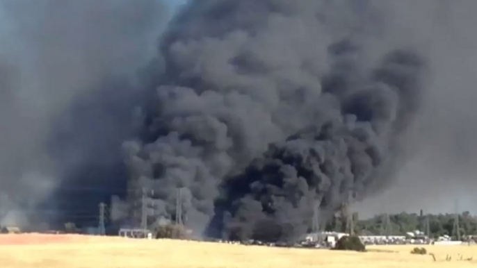 Black Smoke Rises from Stoll Fire in California's Tehama County