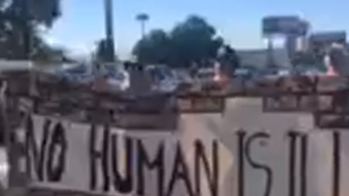 Reno Protesters Block Street Outside Venue for Jeff Sessions Speech