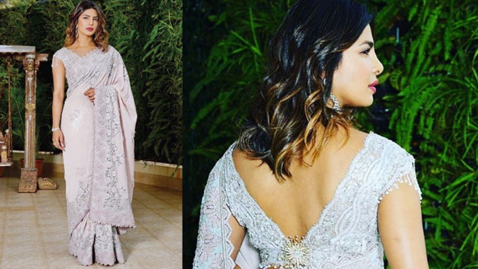 Priyanka Chopra APPEARS in Saree avatar for Nick Jonas at Akash Ambani Mehendi party| FilmiBeat