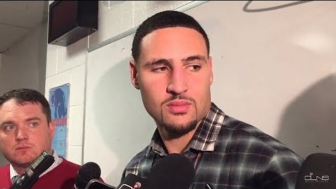 (full) KLAY THOMPSON on late foul for KYRIE IRVING