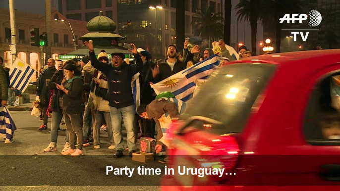 Uruguay parties into the night after win over Portugal